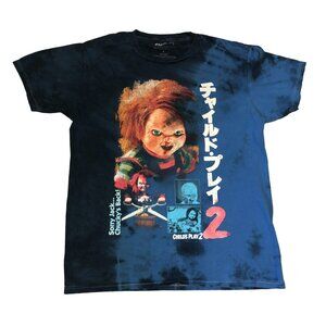 RARE CHUCKY CHILDS PLAY T SHIRT SZ S BLUE TIE DYE JAPANESE RARE SHORT SLEEVE MEN